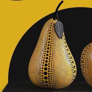 草間彌生フルーツ彫刻家の装飾樹脂工芸品抽象化小さな梨