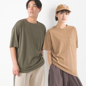 OMNES ユニセックス 製品洗い ポケット付無地半袖Tシャツ レディース メンズ カジュアル トップス シンプル ベーシック
