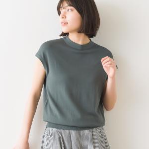 OMNES レーヨンナイロン ボトルネックノースリーブニット