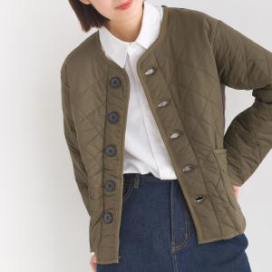 OMNES 裏ファー高密度ナイロンキルティングノーカラージャケット