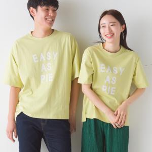 OMNES ユニセックス バイオ加工 綿100％プリント半袖Tシャツ レディース メンズ カジュアル トップス ロゴTシャツ ロゴプリント メッセージロゴ