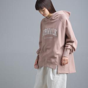 レディース フリーサイズ OMNES 裏毛スウェット ロゴプリントビッグプルパーカー