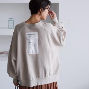 OMNES 裏毛スウェット ルーズオーバーシルエット バッグラベルドルマンプルオーバー