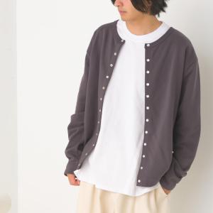 OMNES メンズ 裏毛スウェット パールドットカーディガン