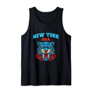 Cool New York with Floral Wild Tiger Illustration ...