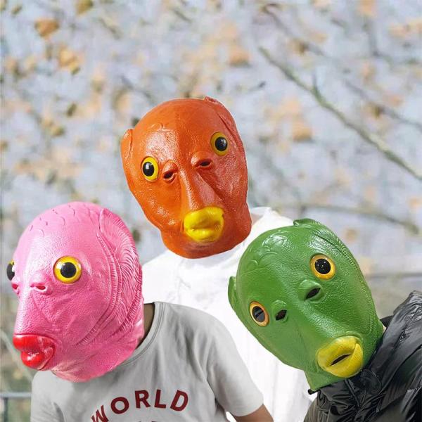 グリーンフィッシュマスク 半魚人 魚マスク 仮面 面白い魚の頭のマスク コスプレ 怖可愛い 変装 大...