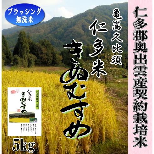 【新米】令和7年産　お米5kg 無洗米　仁多米きぬむすめ　 1等米　数量限定