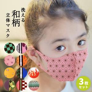 3枚セット 和柄 マスク 子供 キッズ 洗える 洗濯 立体