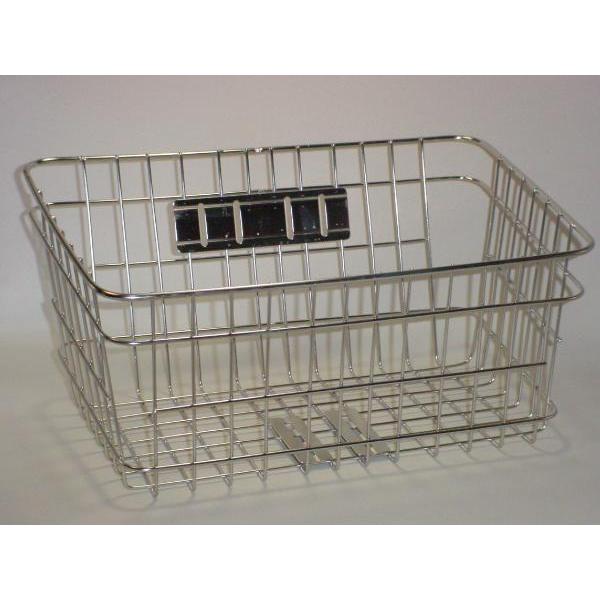 ワイド角型ステンレスワイヤーバスケットW-556SUS 自転車前カゴ 幅広 大きい フロントバスケッ...