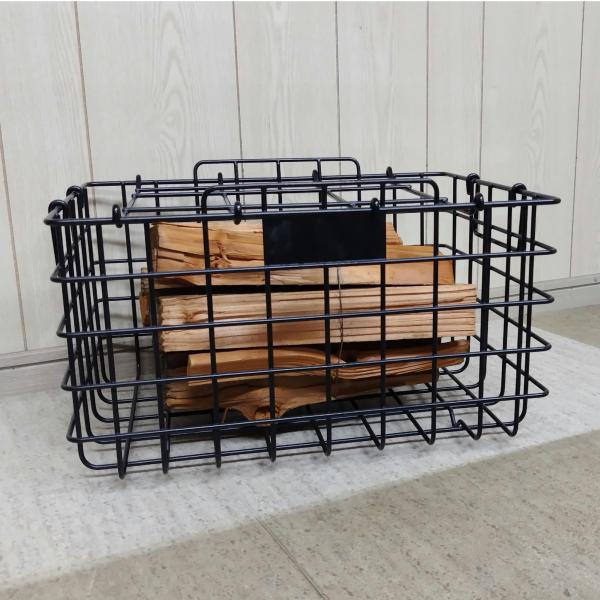 薪用(マルチ)バスケット カゴ アウトドア キャンプ バーベキュー BBQ 薪ストーブ 把手付き 保...