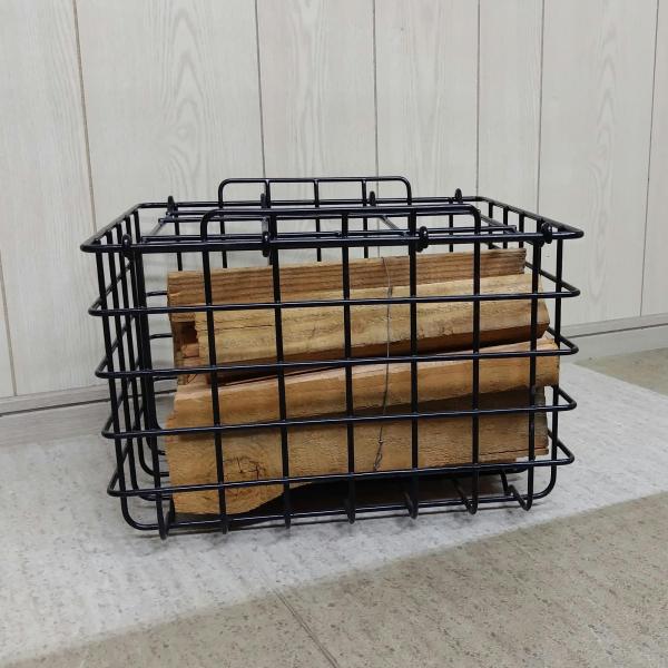 薪用(マルチ)バスケット カゴ アウトドア キャンプ バーベキュー BBQ 薪ストーブ 把手付き 保...