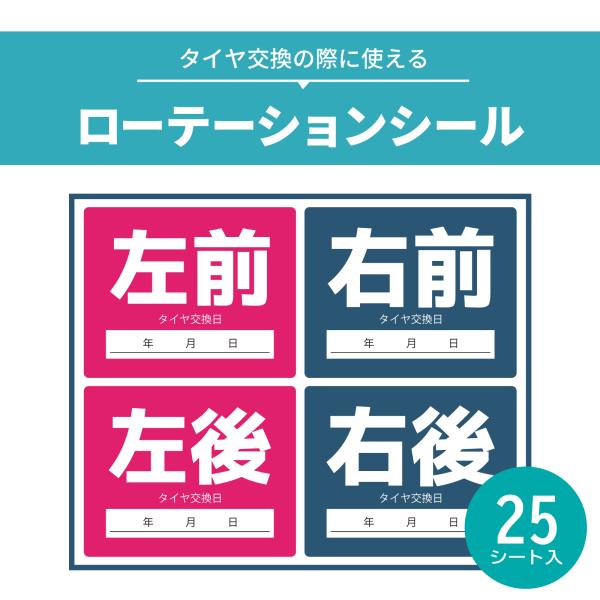 タイヤローテーションシール 25枚セット 車用 タイヤ交換 メンテナンス記録シール 日付 位置 ステ...