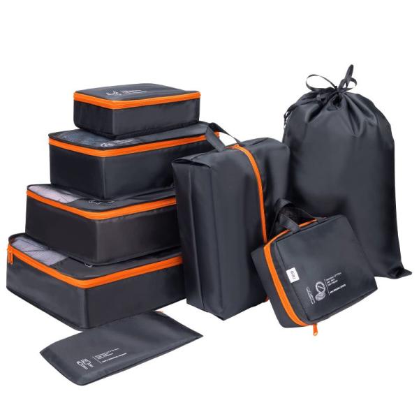 DIMJ スーツケース用パッキングキューブ、8セット トラベル用荷物オーガナイザー 防水シューズバッ...