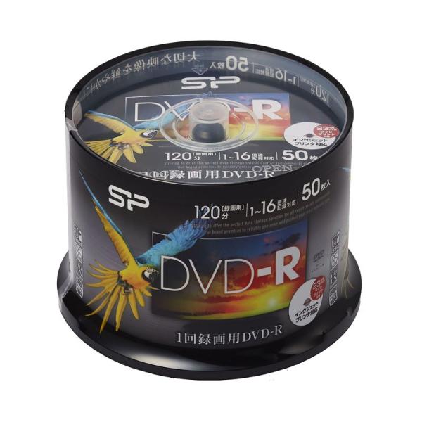 シリコンパワー 1回録画用 DVD-R 1-16倍速 ホワイトワイドプリンタブル 50枚スピンドル ...