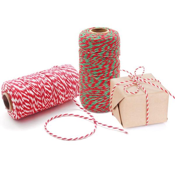 Benvo 綿ロープ リボン 2巻セット クリスマス＆正月プレゼント用リボン 幅2mm長100m/巻...