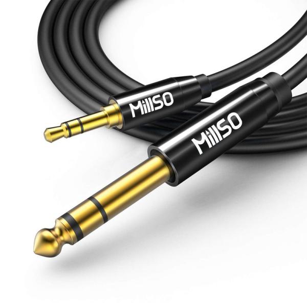 MillSO 6.35mm 3.5mm 変換ケーブル 2.4m オスオス オーディオ変換ケーブル 3...