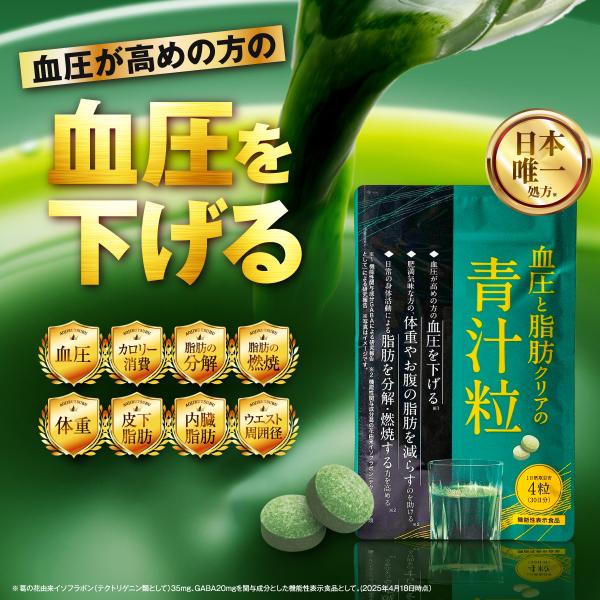 【 公式 】血圧と脂肪クリアの青汁粒 機能性表示食品 ファンファレ 120粒 1ヶ月分 2袋セット