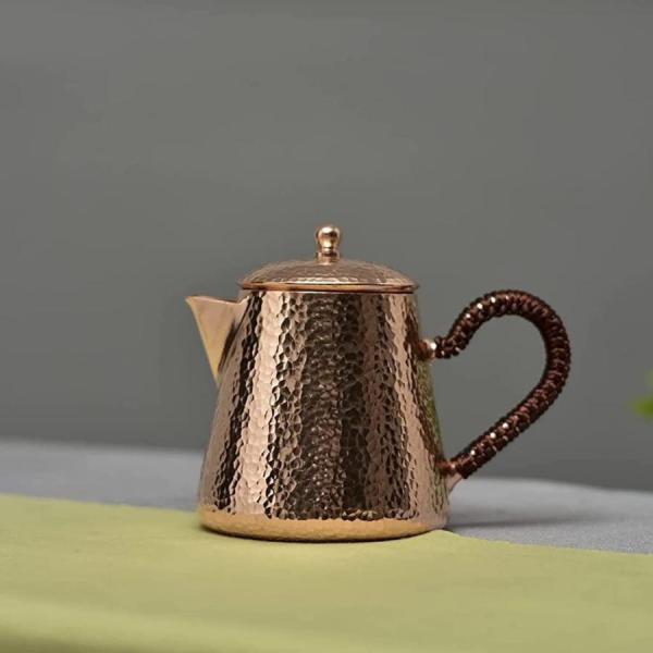純銅ケトル-純粋な手作りの小さな銅のポット- 急須-ヴィンテージティーポット-純銅製コーヒーポット-...