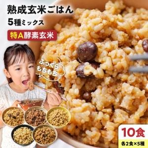 熟成玄米ごはん 5種 玄米 パック 10食 (各2食×5種) 125g 酵素玄米 発酵玄米 3日寝かせ 少なめ 少量 無添加 ダイエット 低GI パックご飯