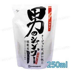 男のシャンプー/詰替えパウチ 250ml/短髪用・全身洗浄料/液体せっけん/すっきりメントール /さわやか柿タンニン /汗・皮脂・臭いに効く/地の塩社3429