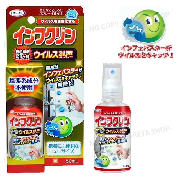 インフクリン 50ml 携帯ミニスプレー ウイルス対策スプレー スプレーするだけで効果は1ヶ月 手指...