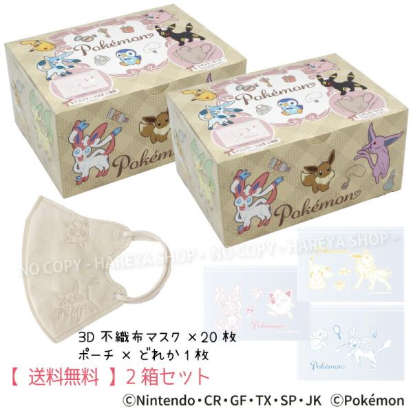 ポケモン3Dチャームポイントマスク（ドリーミークローゼット） 1箱（マスク20枚+ケース1枚）×2箱...