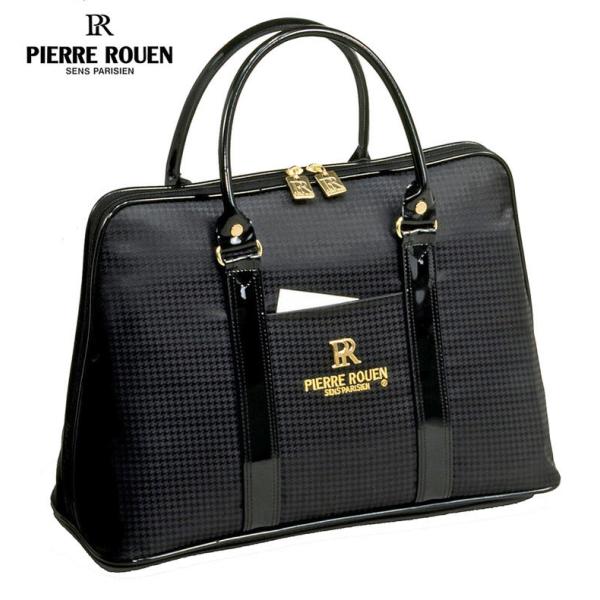 バッグインバッグ Pierre Rouen ラウンドボストン 黒 エナメル トラベル ビジネス 通勤...
