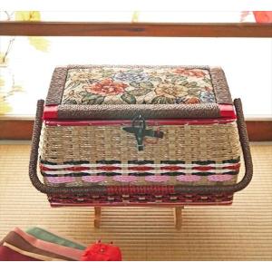 籐 かご バスケット ハンドメイドソーイングボックス おしゃれ 裁縫箱