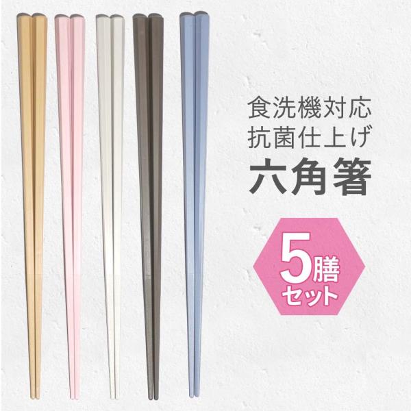 食洗機対応 箸 抗菌 アースカラー 彩り 六角箸 5膳 セット くすみカラー おしゃれ 日本製 23...
