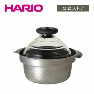 HARIO（ハリオ） フタがガラスのIH対応ご飯釜 雪平 GIS-200 1-3合 IH