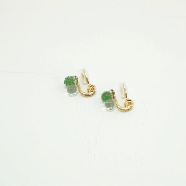 イヤリング プチクルール グリーン HARIO Lampwork Factory 限定 ハンドメイド...
