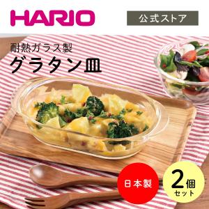 HARIO（ハリオ） 耐熱ガラス製グラタン皿 600ml 2個入 HGZO-1812