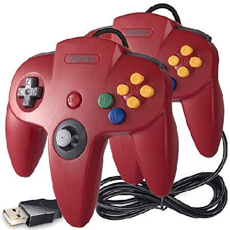 クラシックN64 USBコントローラー、レトロN64有線リモートPCエミュレーターゲームコントローラ...