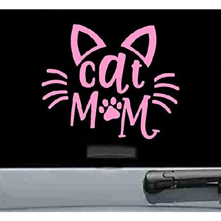 JS Artworks Cat mom Vinyl Decal Sticker (Soft Pink...