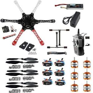 QWinOut F550 Airframe RC Hexacopter Drone Kit DIY PNF Unassembly Combo Set with Kkmulticopter Flight Controller for Beginners (with Battery a_並行輸入
