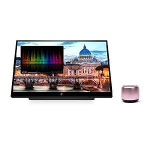 HP E14 FHD (1920x1080) Portable Monitor Travel Bundle with USB Type-C and Micro Bluetooth Speaker with Professional Sound, Built-in Microphon_並行輸入