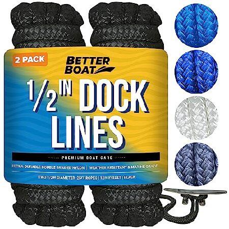 Boat Dock Lines, 1/2 Inch Braided Nylon Rope, 25 f...