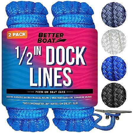 Boat Dock Lines, 1/2 Inch Braided Nylon Rope, 25 f...