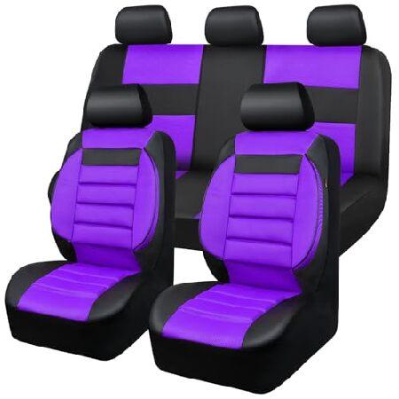 CAR PASS レザー3Dフォームバックサポートカーシートカバー フルセット エアメッシュ自動車シ...