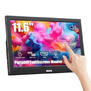 Wstirhy Portable Monitor Touchscreen 11.6'' 10-Point Touch Screen Monitor with HDMI USB-C Port, Kickstand ＆ Speaker, Travel External Screen _並行輸入