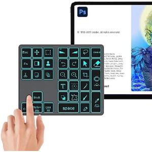 Doohoeek Bluetooth Shortcut Keyboard for Adobe Photoshop for PC Computer, Desktop, iPad ＆ MacBook, PS Shortcut Hotkeys Keypad Rechargeable w_並行輸入