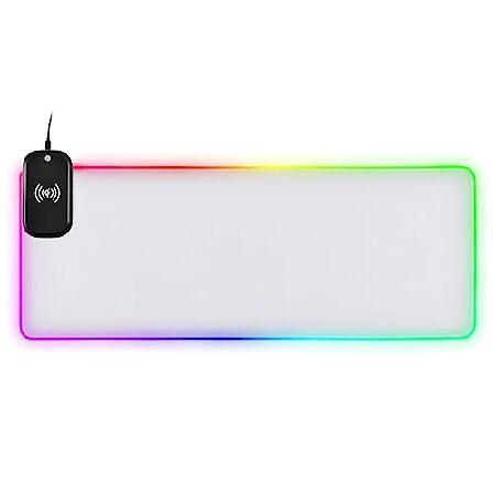 White RGB Gaming Mouse Pad With Wireless Charger, ...