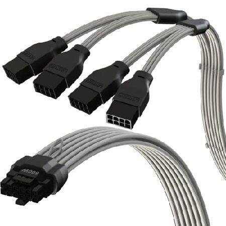 LINKUP - AVA 600W PCIE 5.0 16ピン（12+4ピン）ハイカレント電源ケーブ...