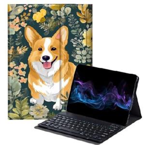 BFDHGQZC Dog Flower Keyboard Case for Samsung Galaxy Tab A8 10.5 Inch 2022 Model (SM-X200/X205/X207),Slim Stand Protective Cover for Samsung _並行輸入