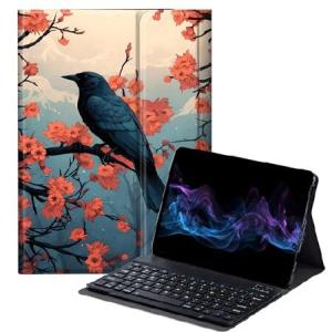 BFDHGQZC Black Crows Bird Keyboard Case for Samsung Galaxy Tab A8 10.5 Inch 2022 Model (SM-X200/X205/X207),Slim Stand Protective Cover for Sa_並行輸入