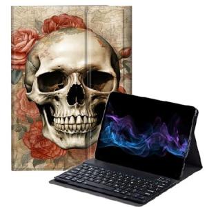 BFDHGQZC Skull Roses Keyboard Case for Samsung Galaxy Tab A8 10.5 Inch 2022 Model (SM-X200/X205/X207),Slim Stand Protective Cover for Samsung_並行輸入