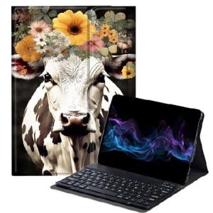 BFDHGQZC Cow Flower Keyboard Case for Samsung Galaxy Tab A8 10.5 Inch 2022 Model (SM-X200/X205/X207),Slim Stand Protective Cover for Samsung _並行輸入