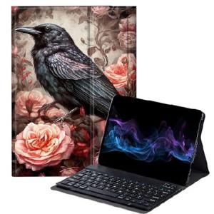 BFDHGQZC Bird and Roses Keyboard Case for Samsung Galaxy Tab A8 10.5 Inch 2022 Model (SM-X200/X205/X207),Slim Stand Protective Cover for Sams_並行輸入