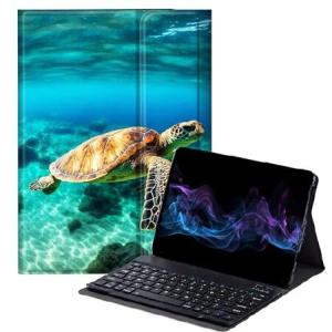 BFDHGQZC Sunflower Turtle Keyboard Case for Samsung Galaxy Tab A8 10.5 Inch 2022 Model (SM-X200/X205/X207),Slim Stand Protective Cover for Sa_並行輸入