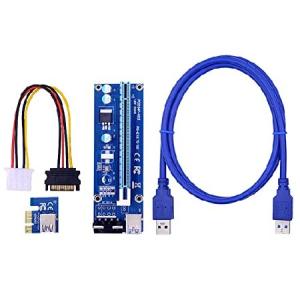 EAMOM VER006S PCI-E 1X~16X ライザーカード PCIE エクステンダー 100CM 60CM 30CM USB 3.0 ケーブル SATA to 4ピン GPU用電源コード (サイズ: 1M)_並行輸入